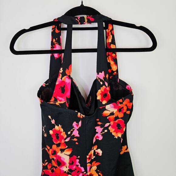 Swimsuits For All Aquabelle One Piece Swimsuit Sz 14 Floral Ruched Tummy Control - Picture 8 of 13